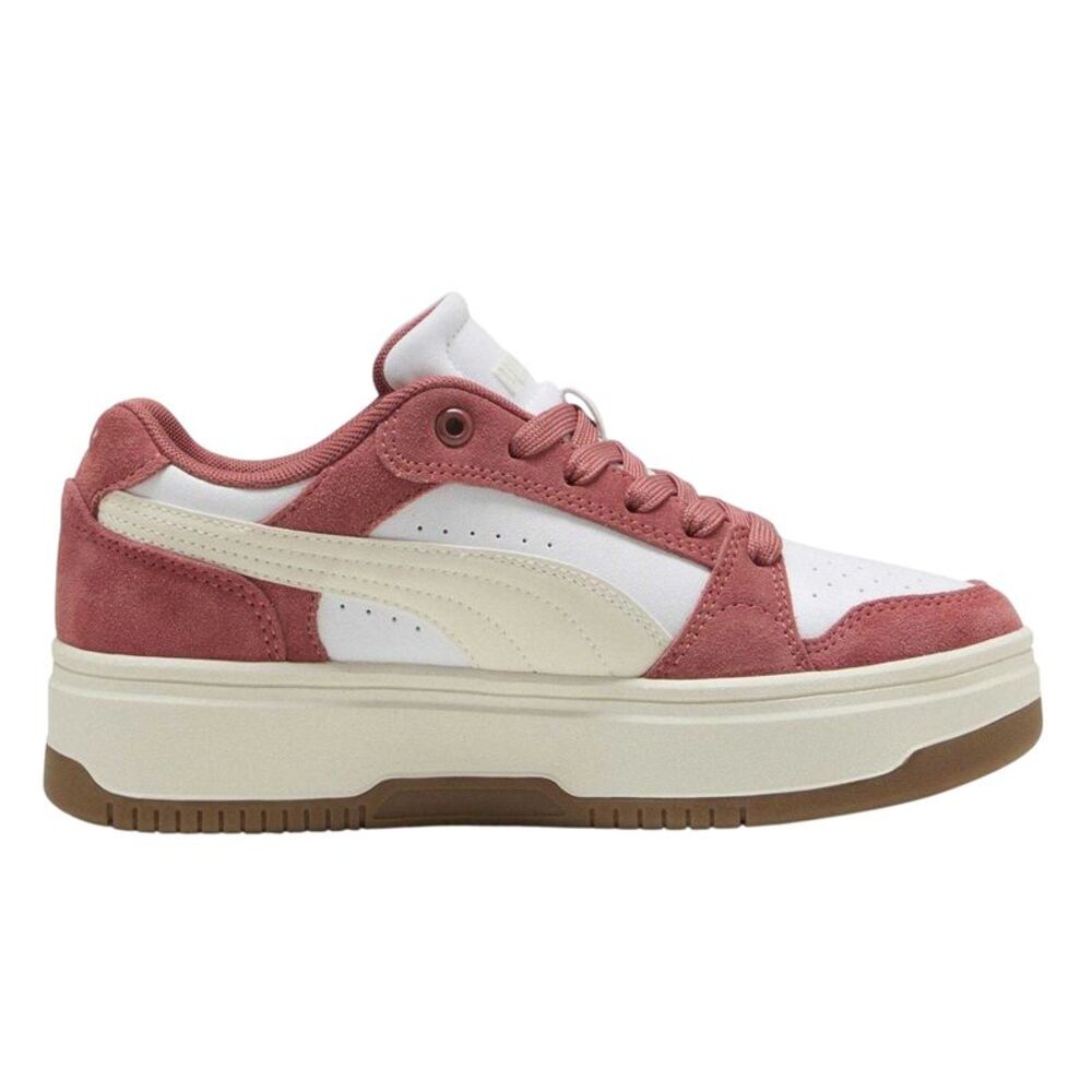 Puma Womens/Ladies Rebound Femme Leather Low Platform Sneakers / White/Red